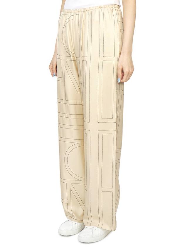 Silk Monogram Print Pyjamas Straight Pants Ivory - TOTEME - BALAAN 5