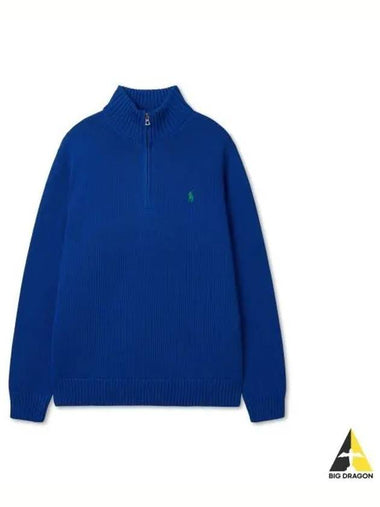 Cotton Quarter Zip Sweater Blue - POLO RALPH LAUREN - BALAAN 1