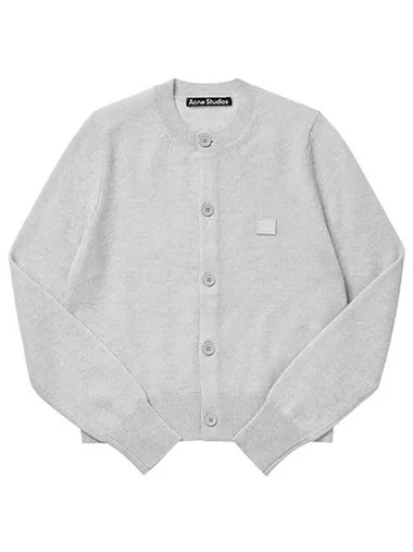 Cardigan A60280 LIGHT GRAY MELANGE Face Logo Patch Women's Cardigan - ACNE STUDIOS - BALAAN 1