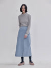 modified obi detail A-line front slit corduroy skirt sky blue - LIE - BALAAN 5