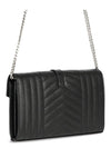 Matelasse Monogram Chain Cross Bag Black - SAINT LAURENT - BALAAN 4