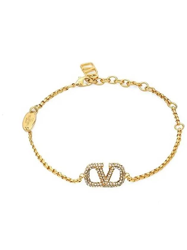 V Logo Crystal Bracelet Gold - VALENTINO - BALAAN 4