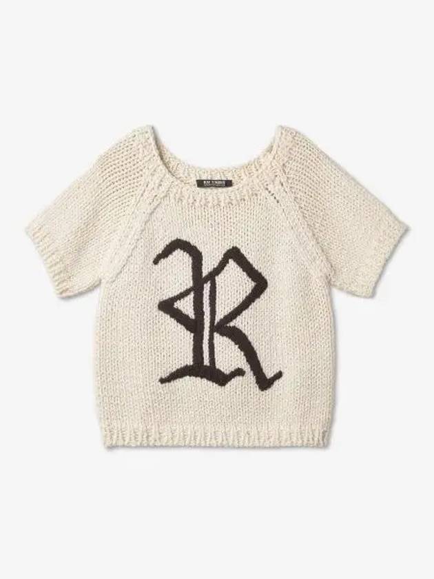 R logo jacquard knit pearl 231825520020011 - RAF SIMONS - BALAAN 1