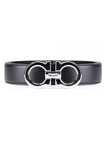 Reversible Gancini Leather Belt Black - SALVATORE FERRAGAMO - BALAAN 2