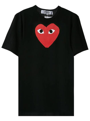 Men s Heart Short Sleeve T Shirt AZ P1T112 051 BLACK - COMME DES GARCONS - BALAAN 1