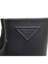 triangle logo ankle rubber bootie rain boots black - PRADA - BALAAN.