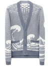 23FW wave pair cardigan MKC481A 055 - THOM BROWNE - BALAAN 1