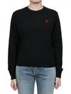 Heart Logo Crew Neck Merino Wool Knit Top Black - AMI - BALAAN 2