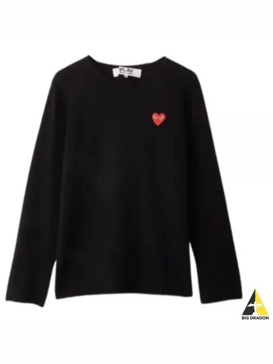 Red Heart Crew Neck Knit Top P1 N068 1 Black - COMME DES GARCONS - BALAAN 2