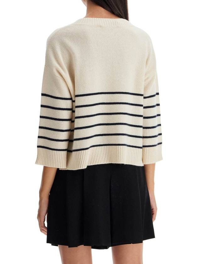 LEVA Oversized Cashmere Knit Top Ecru Blue - WEEKEND MAX MARA - BALAAN 4