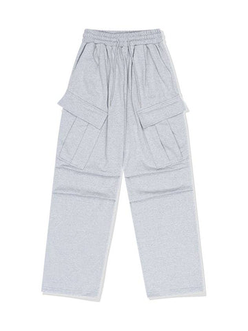 Flap pocket wide sweatpantsgray - BATTRACT - BALAAN 1