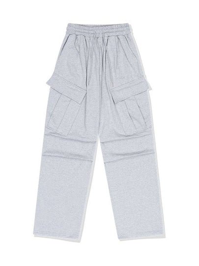 Flap Pocket Wide Sweatpants Grey - BATTRACT - BALAAN 2