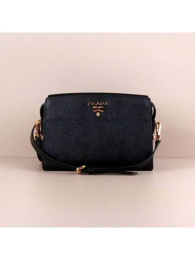 Saffiano Soft Leather Square Cross Bag Black - PRADA - BALAAN 3