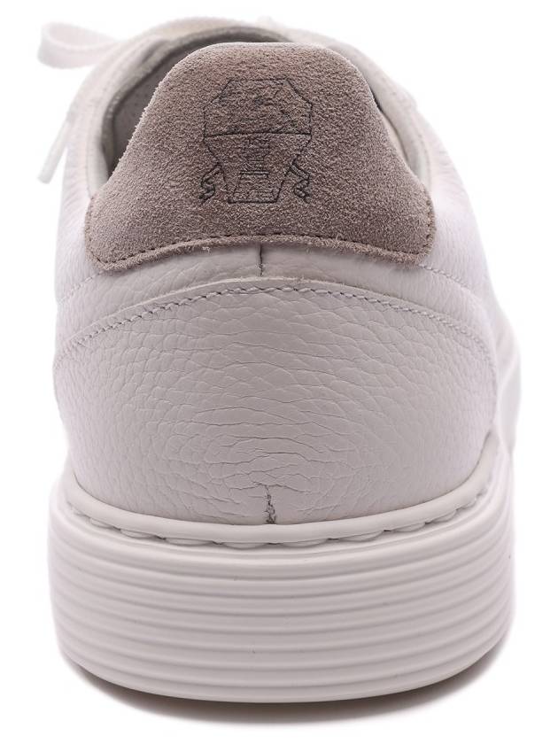 Logo Leather Low Top Sneakers White - BRUNELLO CUCINELLI - BALAAN 5