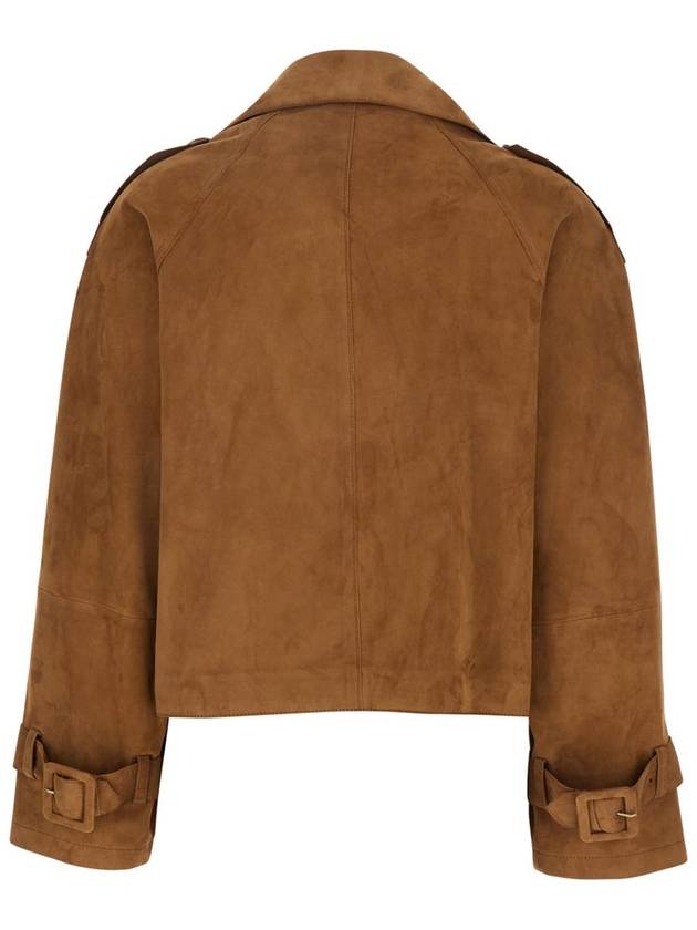 'Sia' Brown Double-Breasted Jacket With Notched Revers In Suede Woman - ARMA - BALAAN 2