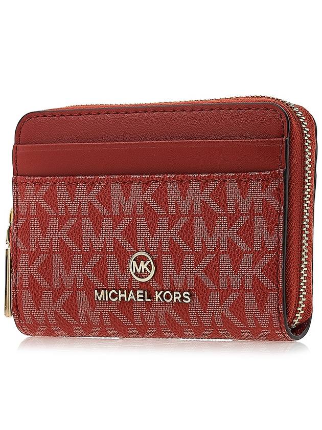 Jet Set Small Logo Card Wallet Red - MICHAEL KORS - BALAAN 3