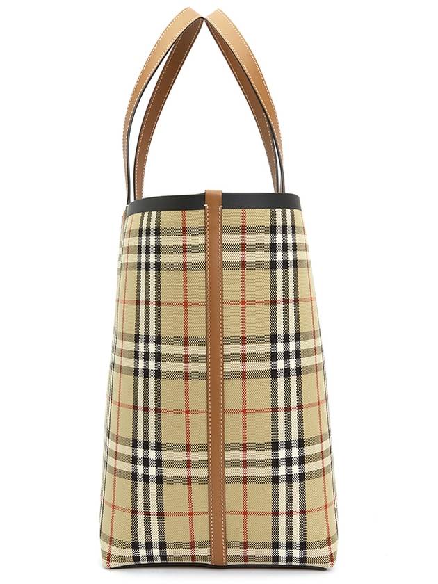 Check Large London Cotton Tote Bag Brown - BURBERRY - BALAAN 5