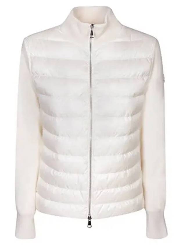 Logo Patch Tricot Padding Mix Zip Up Cardigan Ivory Women s Jacket 270722 - MONCLER - BALAAN 1