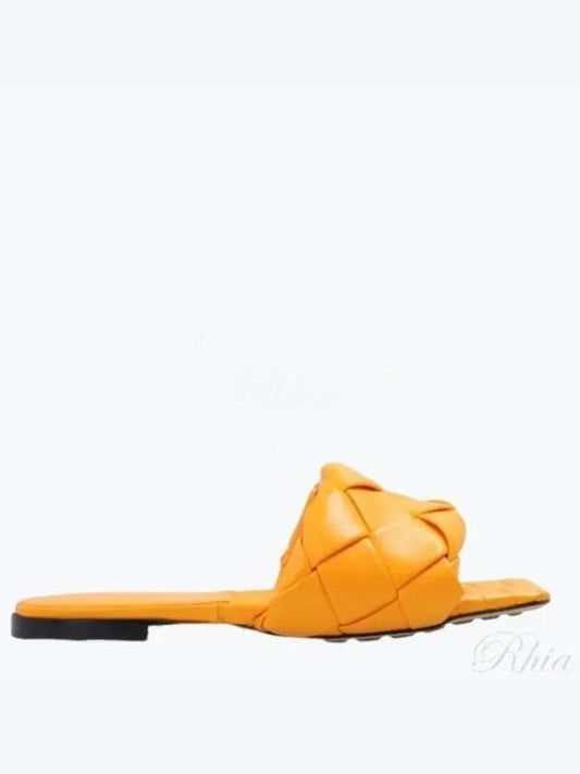 Women's Lido Leather Slippers Orange - BOTTEGA VENETA - BALAAN 2