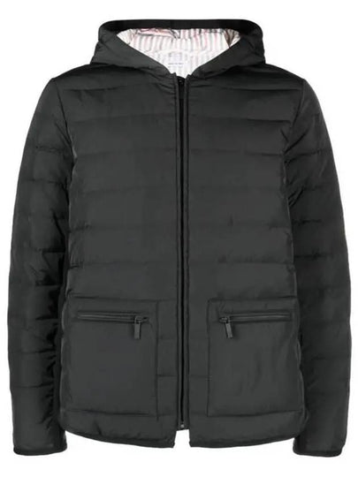 Poly Twill 4-Bar Oversized Knit Down Bomber Jacket Charcoal - THOM BROWNE - BALAAN 2