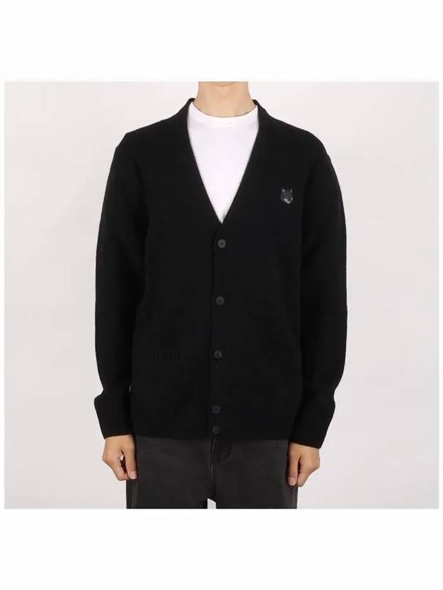 Bold Fox Head Patch Regular Lambswool Cardigan Black - MAISON KITSUNE - BALAAN 3