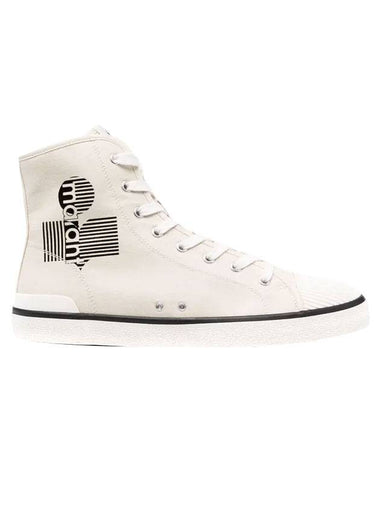 Benkeenh Canvas High Top Sneakers Chalk - ISABEL MARANT - BALAAN 1