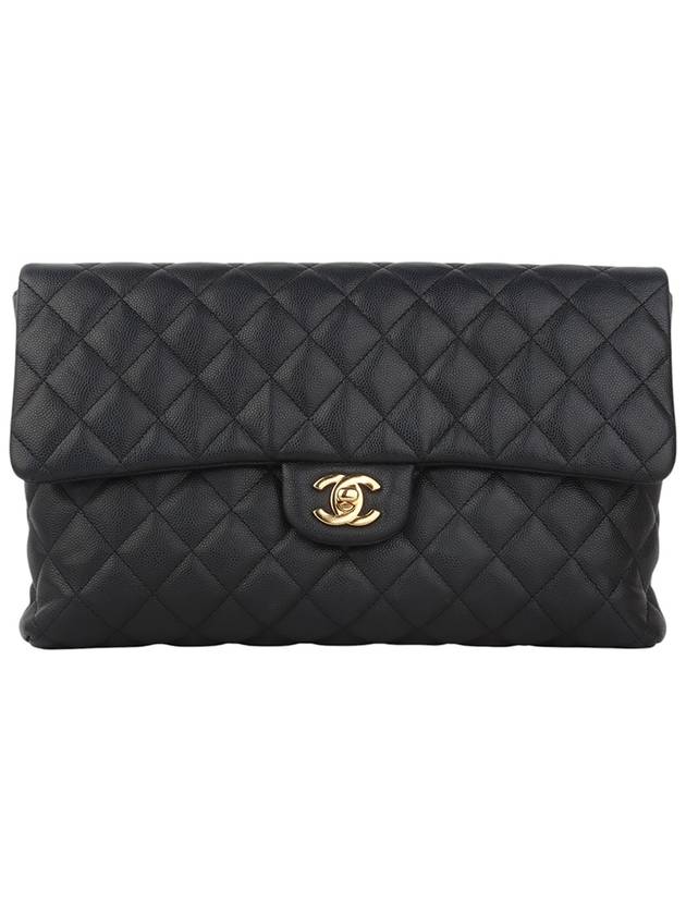 A57650 Caviar Classic Turnlock Gold Flap Clutch Bag 34253 - CHANEL - BALAAN 1