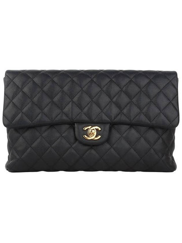 A57650 Caviar Classic Turnlock Gold Flap Clutch Bag 34253 - CHANEL - BALAAN 1