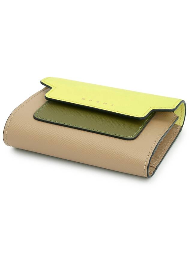 Saffiano Tri-Fold Half Wallet Yellow - MARNI - BALAAN 4