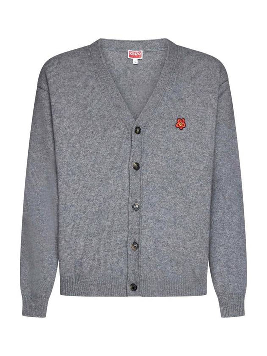 Boke Flower Crest Cardigan Pearl Grey - KENZO - BALAAN 1