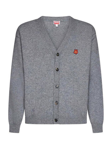 Boke Flower Crest Cardigan Pearl Grey - KENZO - BALAAN 1