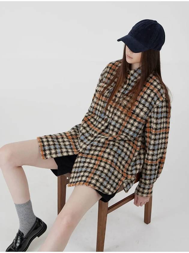 middle length shirt coat orange check - VOYONN - BALAAN 5