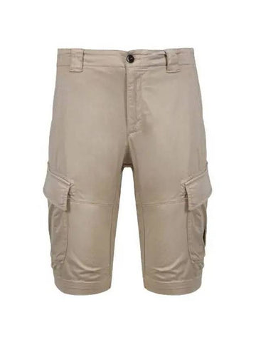 Stretch Satin Cargo Shorts Grey - CP COMPANY - BALAAN 1