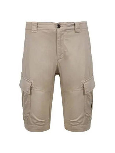 Stretch Satin Cargo Shorts Grey - CP COMPANY - BALAAN 1