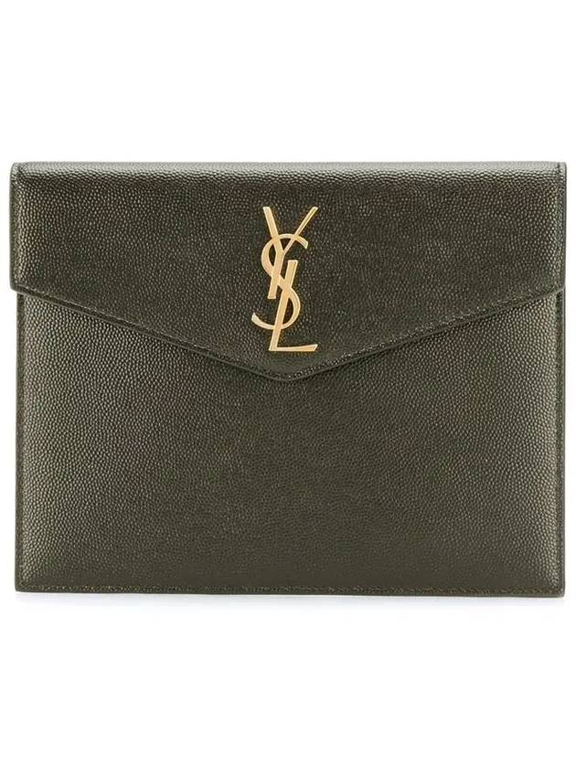 Envelope Uptown Baby Clutch Bag Dark Green - SAINT LAURENT - BALAAN 3