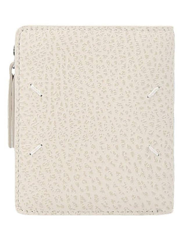 Grain Stitch Leather Flap Halfwallet Ivory - MAISON MARGIELA - BALAAN.