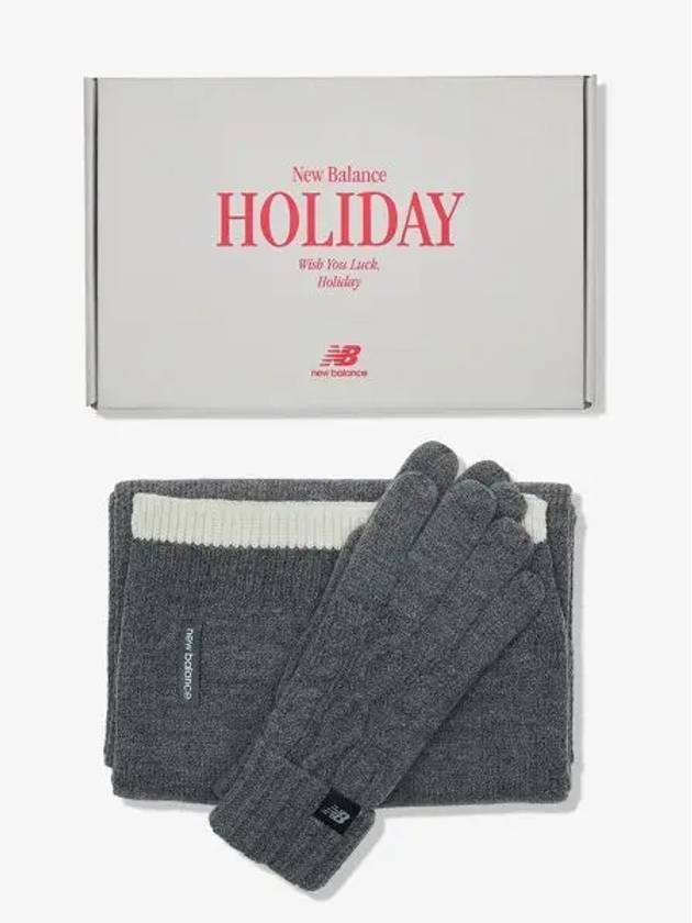 NBGUECH103 HOLIDAY Knit Muffler Gloves Set DARK GRAY - NEW BALANCE - BALAAN 1