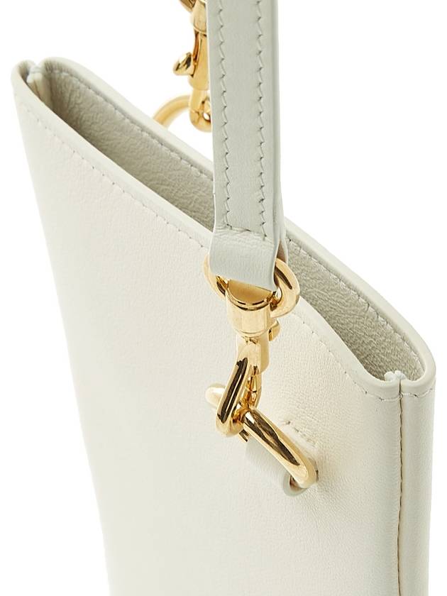 Embossed Logo Phone Holder Lambskin Leather Mini Bag White - JIL SANDER - BALAAN 10