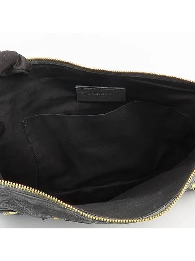 370994 Gray leather giant gold stud decorated zip up clutch - BALENCIAGA - BALAAN 4