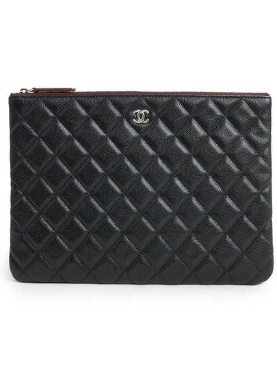 Medium Classic Clutch Bag Caviar Leather & Gold Black - CHANEL - BALAAN 2