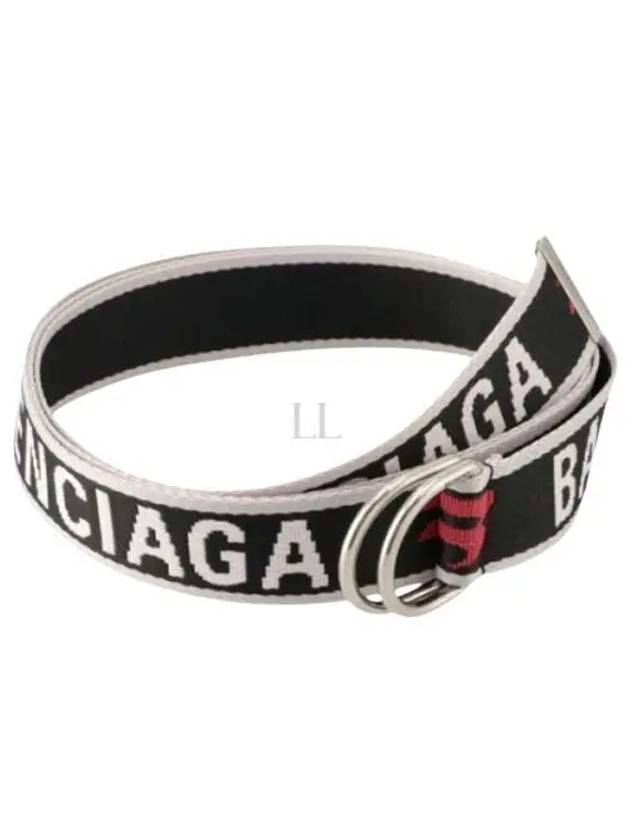 D Ring Embroidered Logo Fabric Belt Black - BALENCIAGA - BALAAN 2