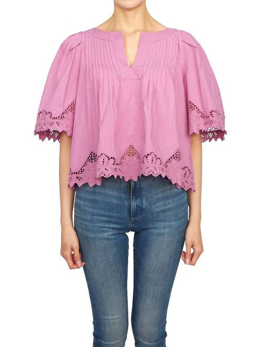 Women's Cotton Short Sleeve Blouse Pink - VANESSA BRUNO - BALAAN 2