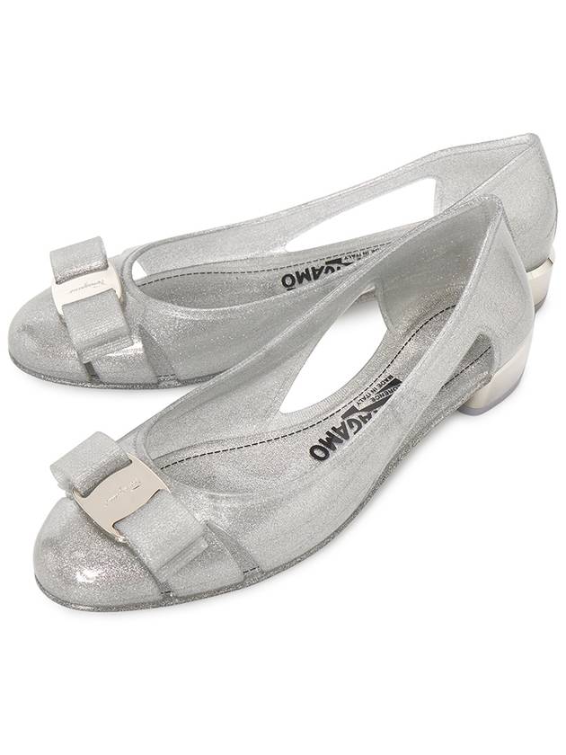 Ferragamo Vara Bow Women's Jelly Flat Shoes VARA JELLY SILVER 0726366 - SALVATORE FERRAGAMO - BALAAN 1