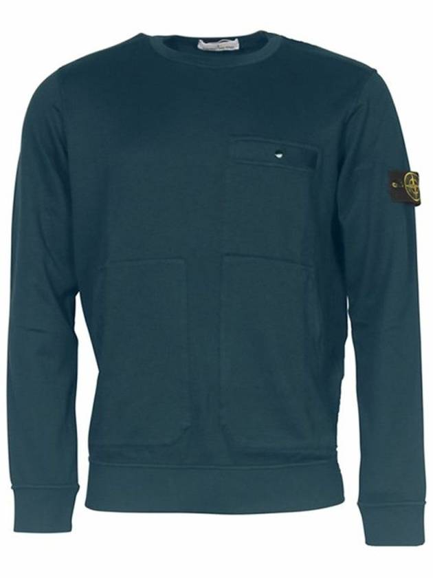 Men's Wappen Patch Pocket Crew Neck Sweatshirt Navy - STONE ISLAND - BALAAN 1