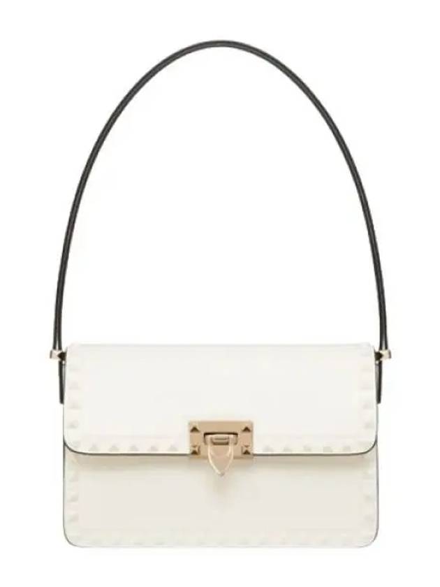 Rockstud Detail Leather Shoulder Bag White - VALENTINO - BALAAN 2