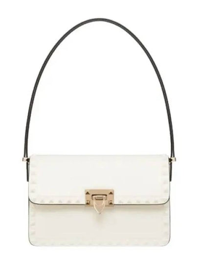 Rockstud Detail Leather Shoulder Bag White - VALENTINO - BALAAN 2