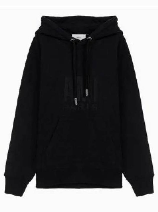 embroidered logo hoodie black - AMI - BALAAN 2