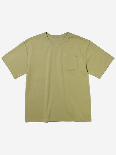 Washed Pocket Stitch Short Sleeve T-Shirt Olive - OGARP - BALAAN 1