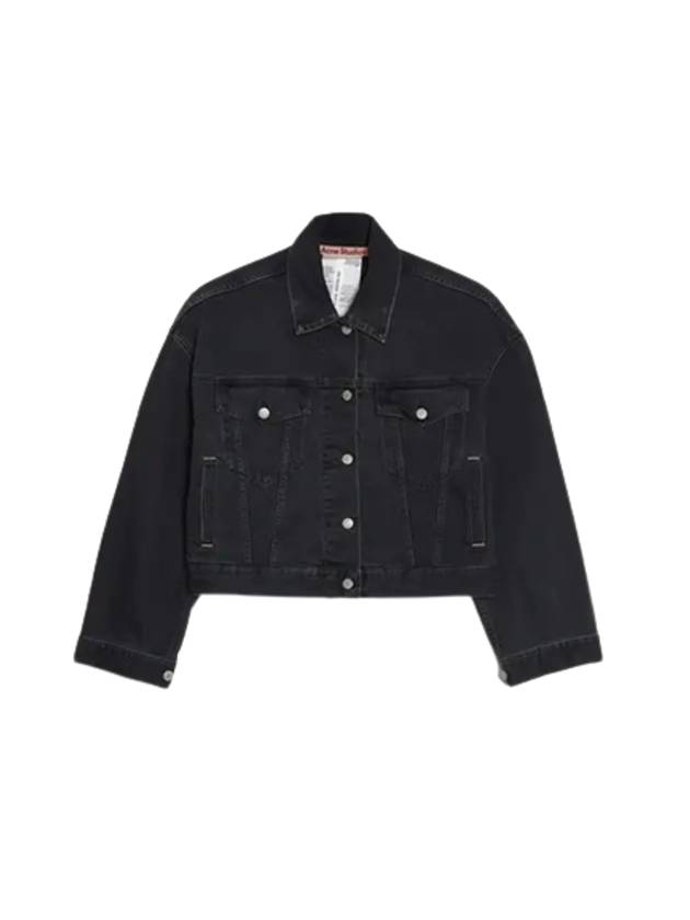 Women's Relaxed Cropped Fit Denim Jacket Dark Grey - ACNE STUDIOS - BALAAN.