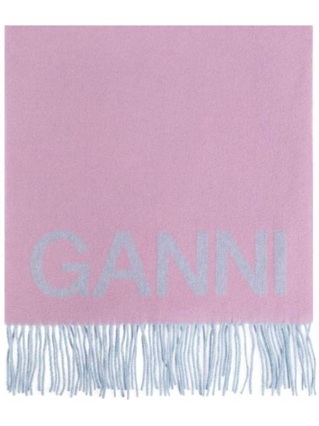 Fringed Wool Scarf  Lilac Chiffon - GANNI - BALAAN 2